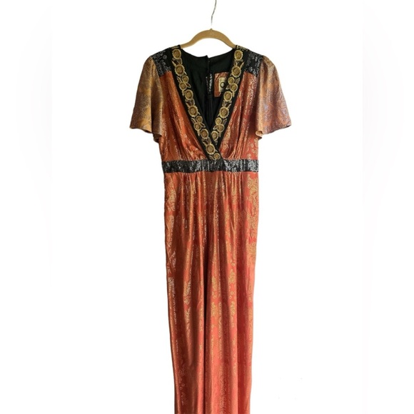 Anthropologie Akemi & Kin Sofia Metallic Jumpsuit size 4 - Picture 3 of 11